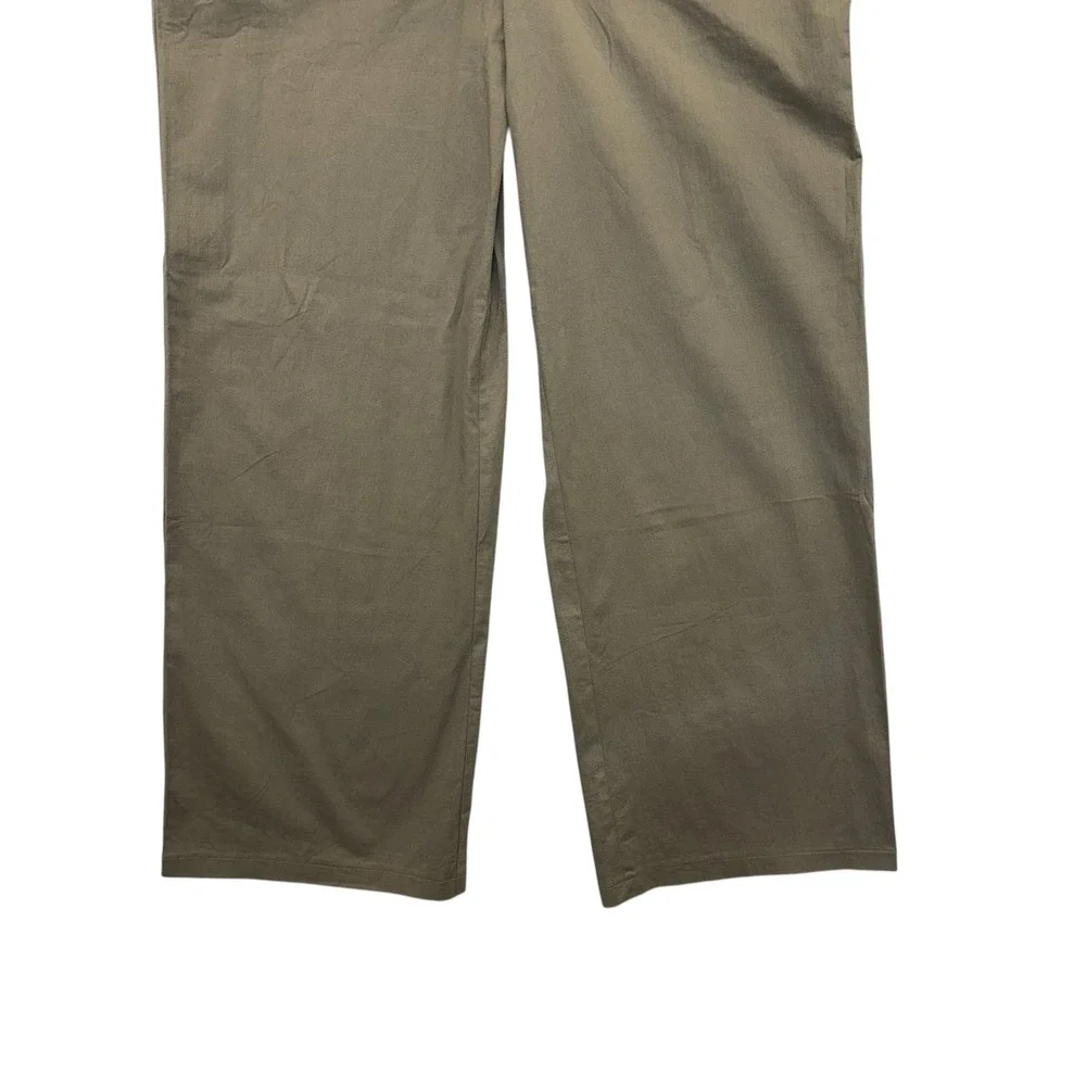 WHITE FOX Olive Green Wide‎ Leg Pants Tie Waist Drawstring Cargo Style